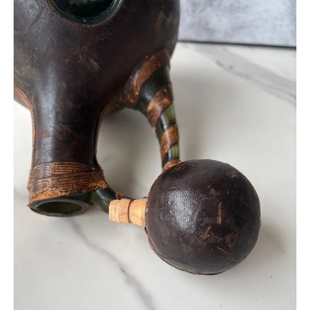 Vintage Leather Wrapped Glass Decanter Spanish Wine Bottle EMPTY